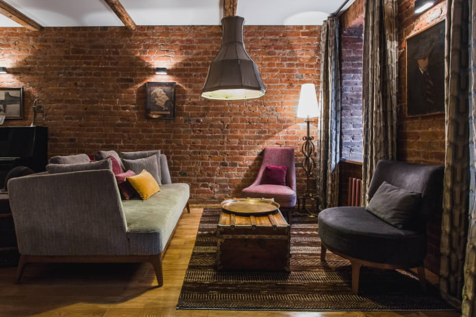 Rideaux en taffetas pour le salon style loft