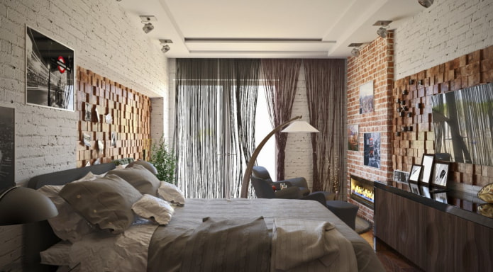 mousseline dans une chambre de style loft