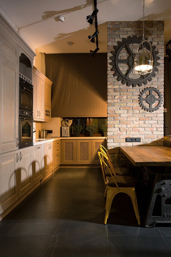 stores enrouleurs dans la cuisine style loft