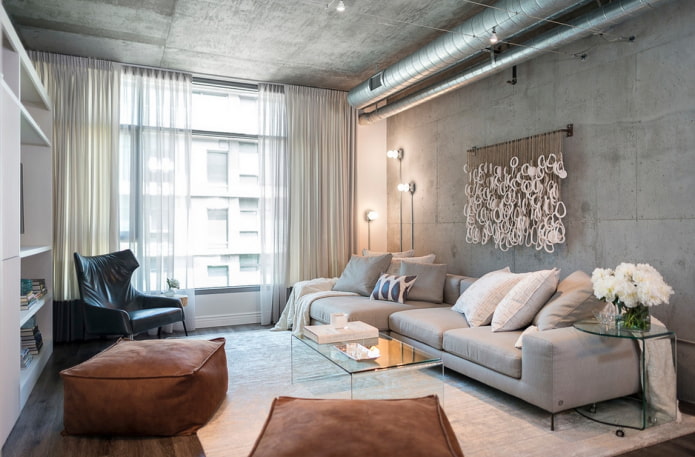 Combinaison de rideaux avec les meubles à l'intérieur
