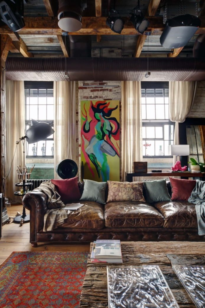 Rideaux de salon style loft