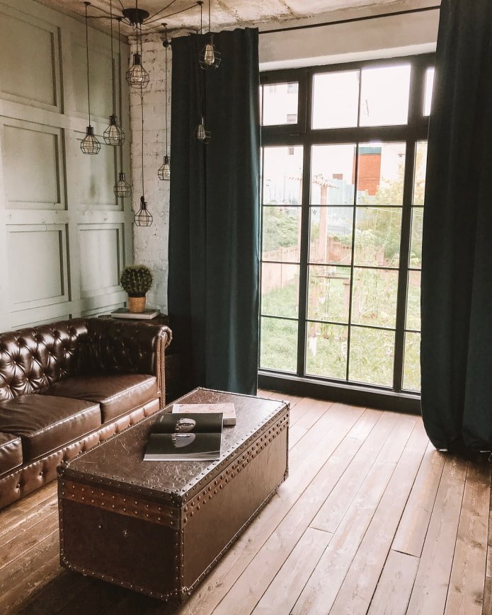 Rideaux de salon style loft
