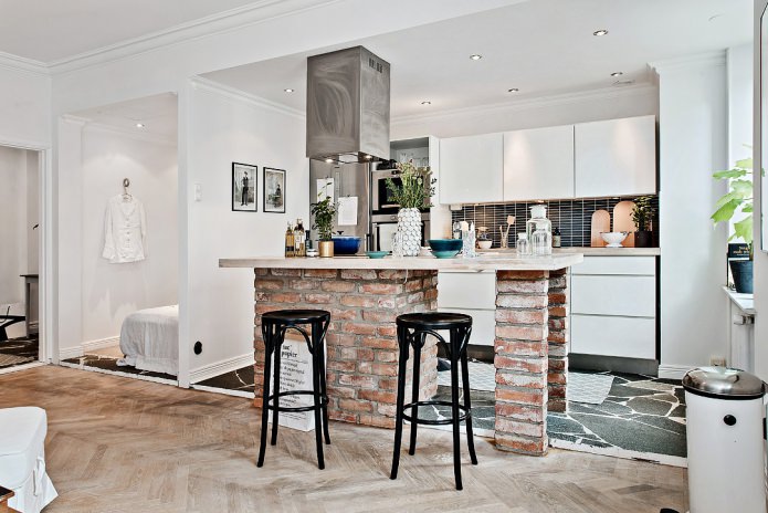 Projet d'aménagement d'une cuisine-salon de style scandinave