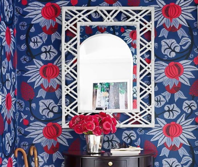 Papier peint bleu et rouge
