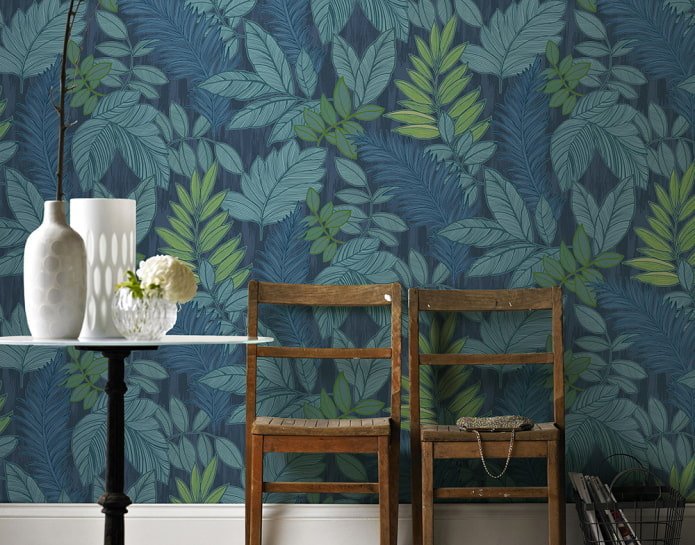 Papier peint bleu et vert