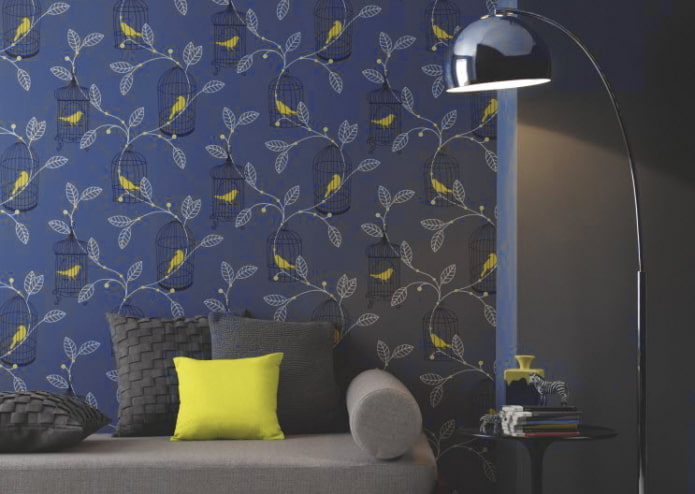 Papier peint jaune et bleu