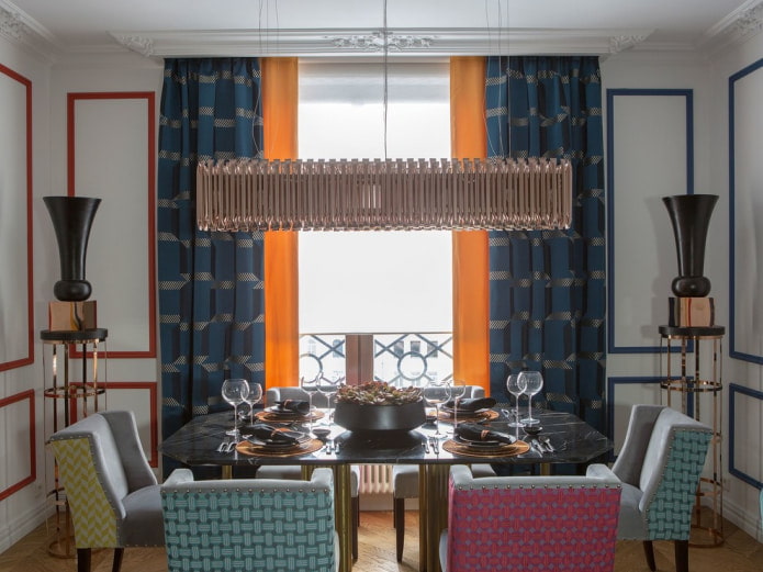 bleu-orange rideaux