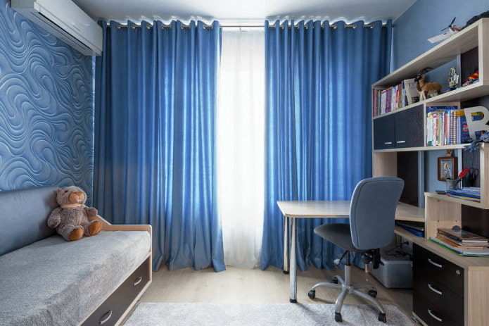 Rideaux bleus pour chambre d'enfant