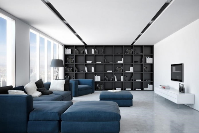 canapé bleu de style minimaliste