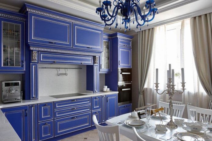 ensemble de cuisine bleu