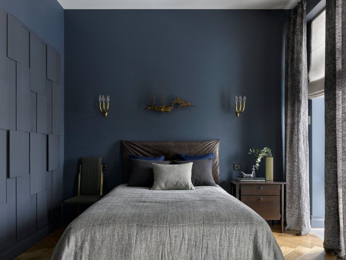 chambre bleu foncé