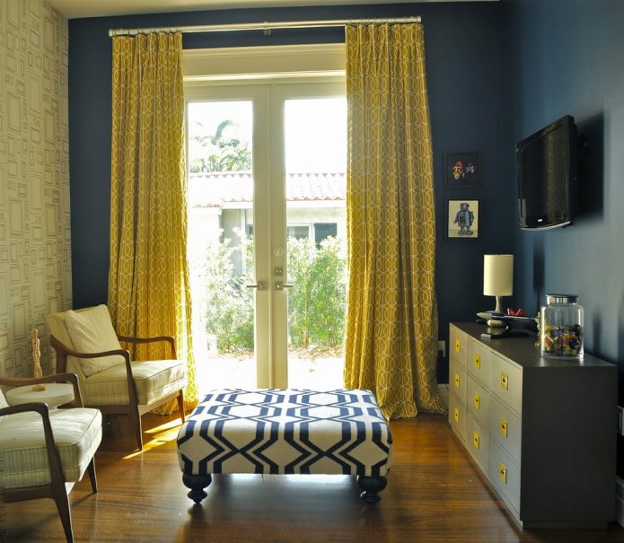Chambre bleue et jaune
