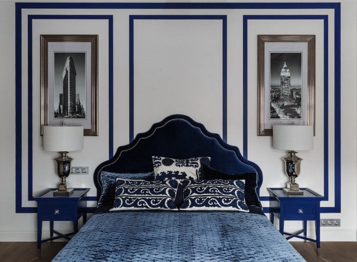 Chambre blanche et bleue