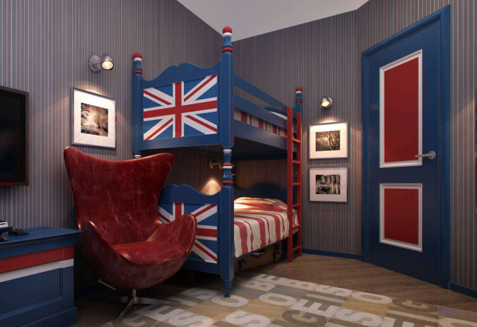 Chambre d'enfant bleu bordeaux
