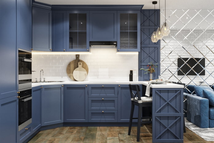 Décoration de cuisine dans les tons bleus