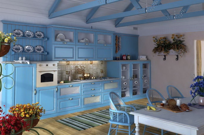 Cuisine aux tons bleus de style provençal