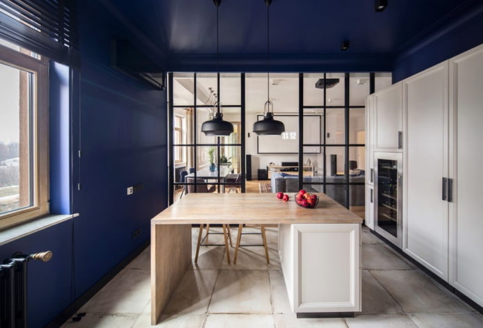 décoration de cuisine dans les tons bleus