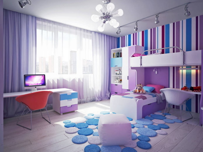 Chambre bleu-violet pour garçon