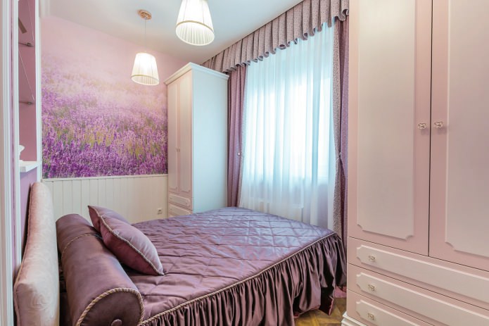 chambre avec papier peint photo lavande