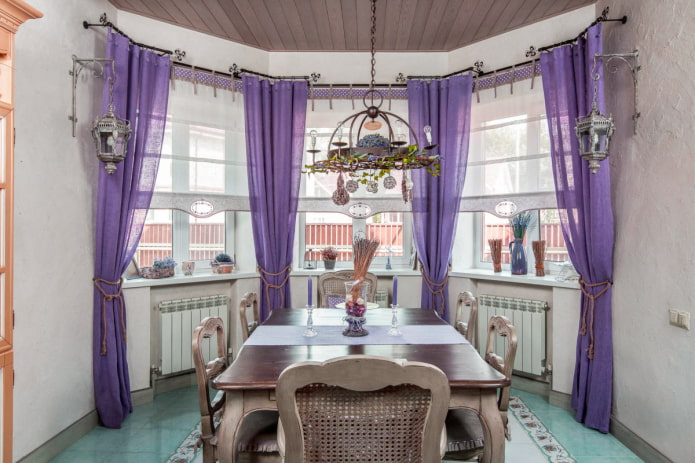 rideaux en lin lilas
