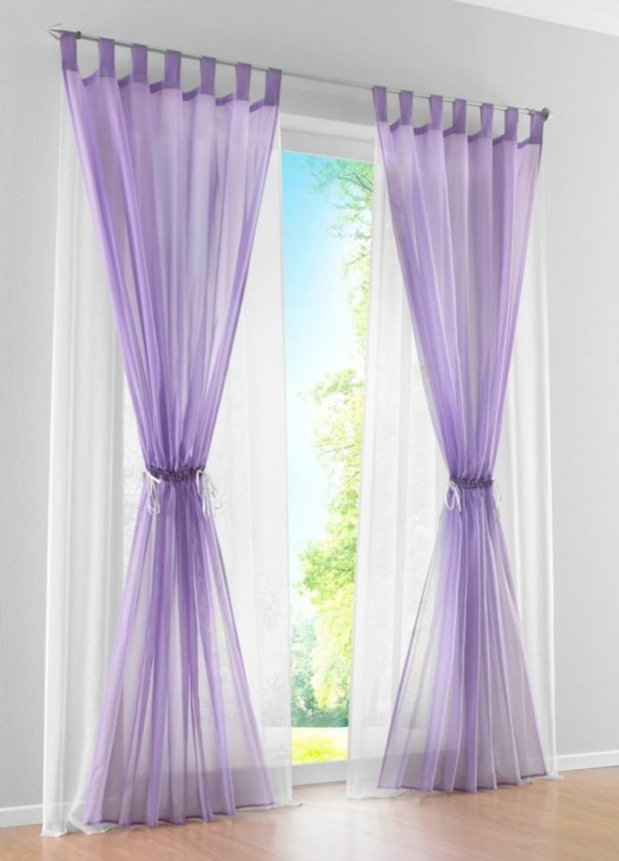 rideaux lilas à passants