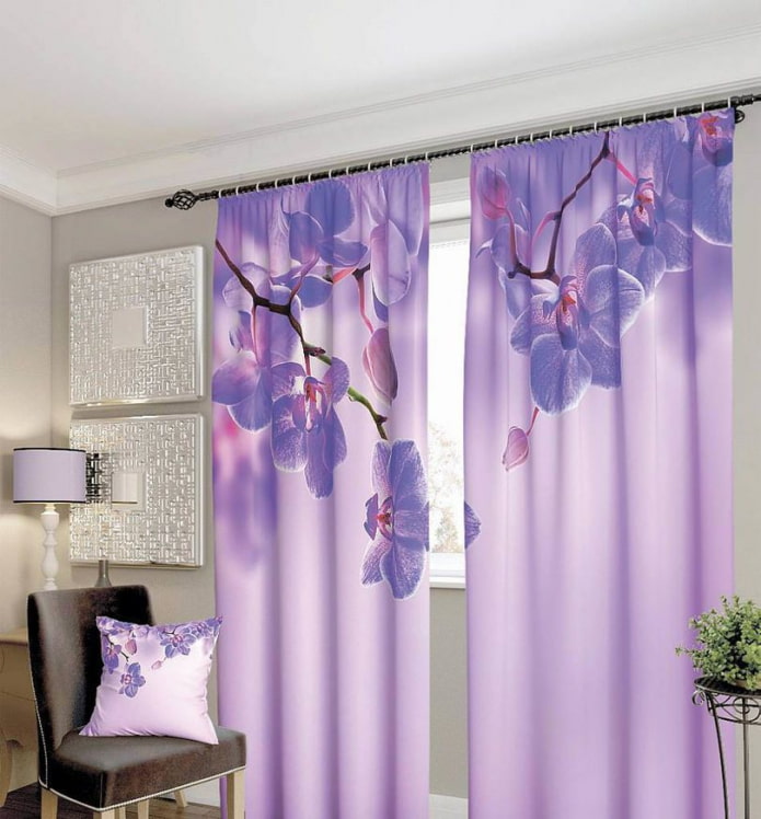 rideaux photo lilas à l'intérieur