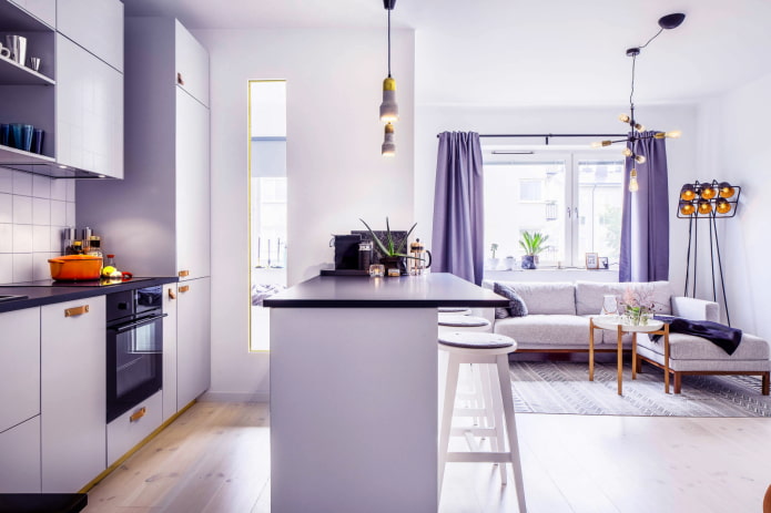 rideaux lilas dans un style moderne