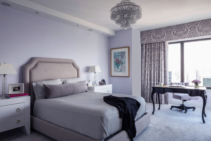 rideaux avec une combinaison de lilas et de gris