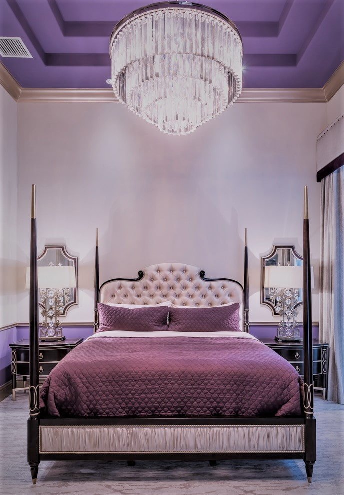 Plafond en plaques de plâtre Plafond violet à deux niveaux 