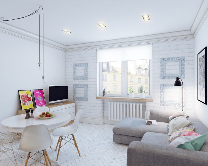 Design scandinave d'un petit studio de 24 m².