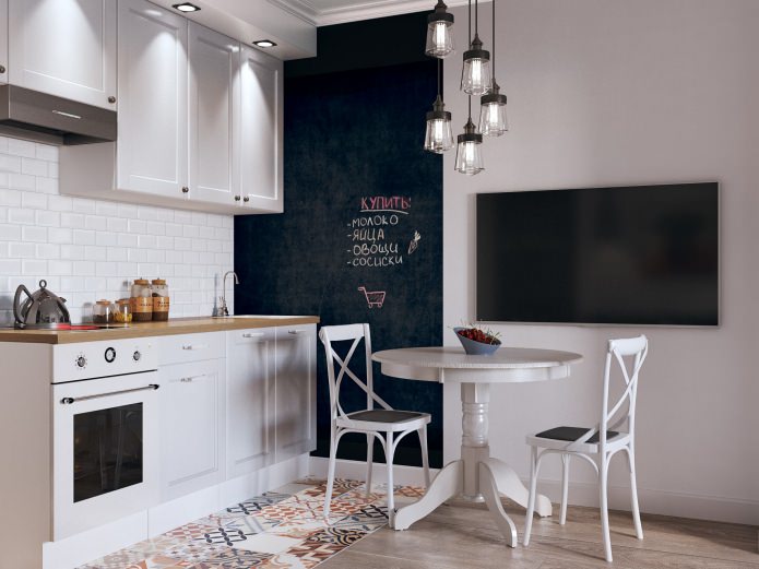 Intérieur de cuisine dans un studio de 26 m²