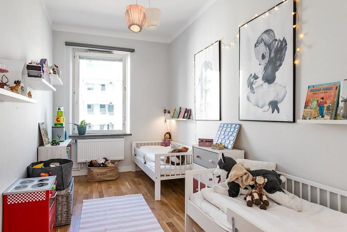 Chambre d'enfant scandinave pour deux enfants