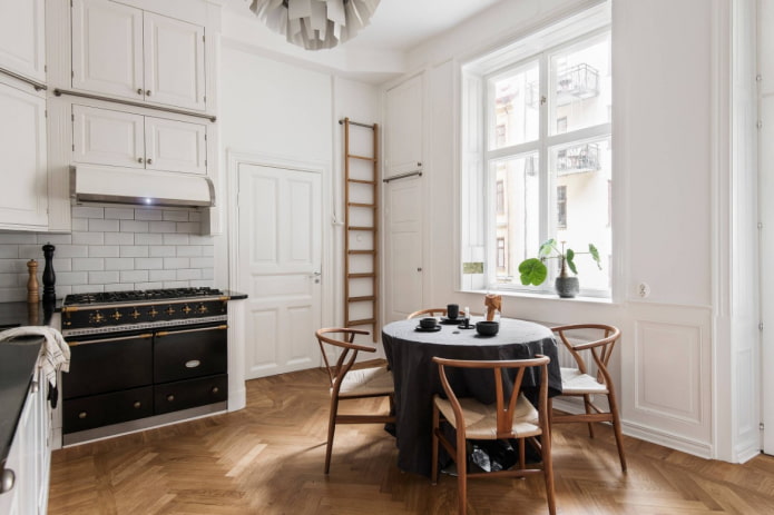 nappe dans une cuisine scandinave
