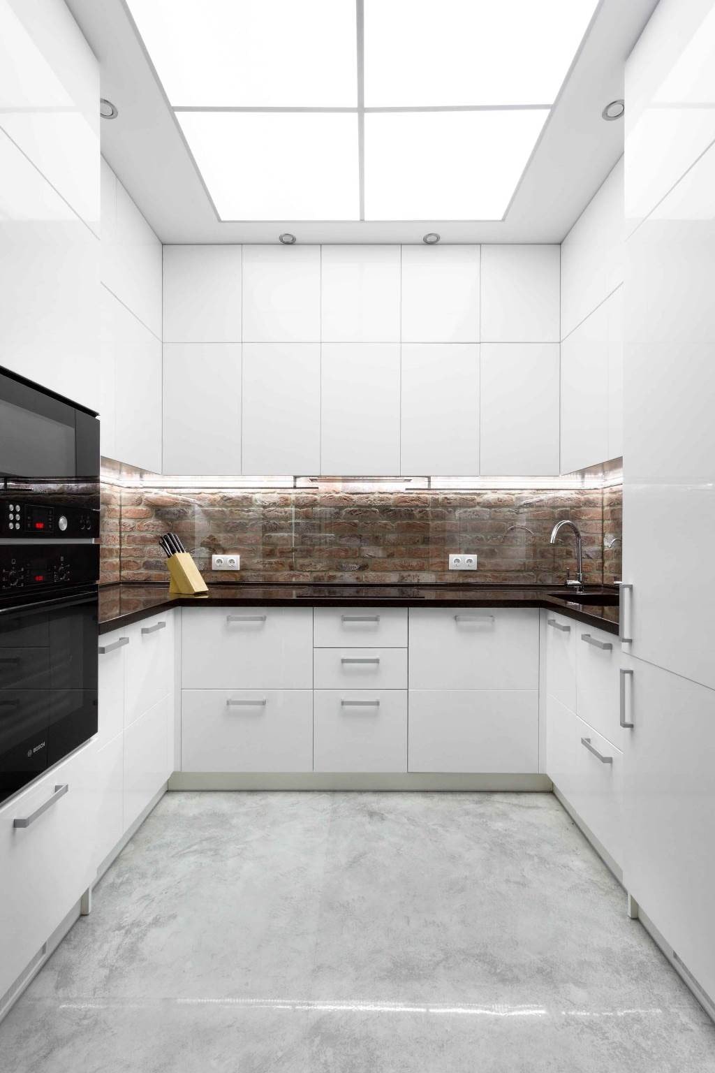 skinali transparent dans la cuisine de style loft