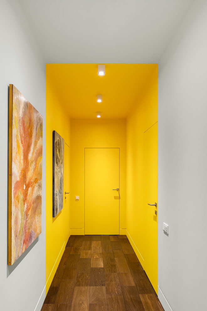 Portes et sols de couleurs opposées à l'intérieur