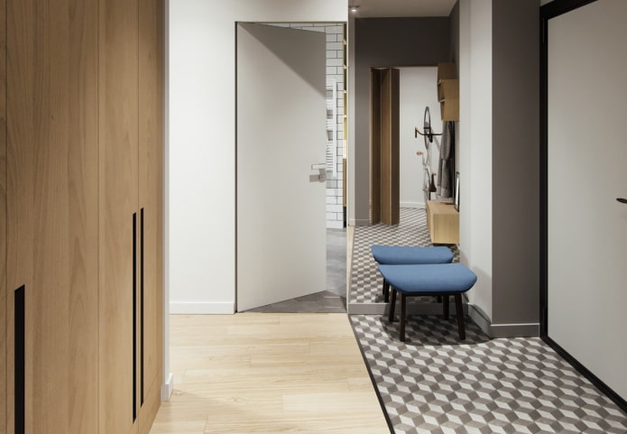 Combinaison de stratifié et de carrelage à l'intérieur