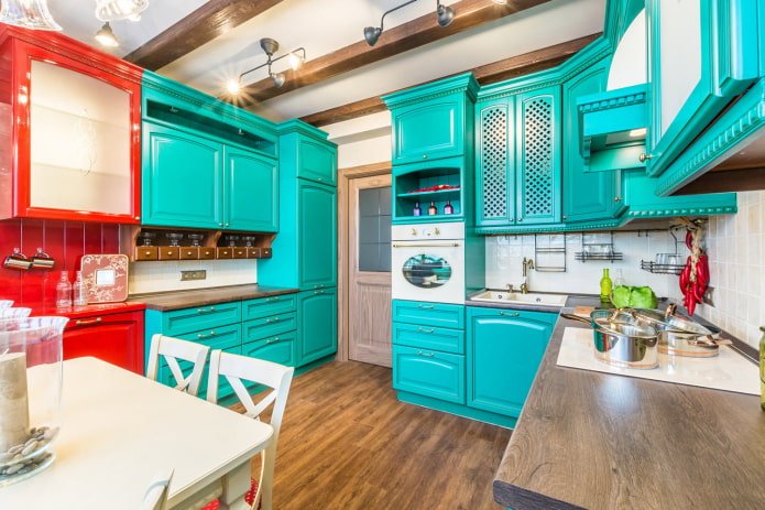 cuisine turquoise vif