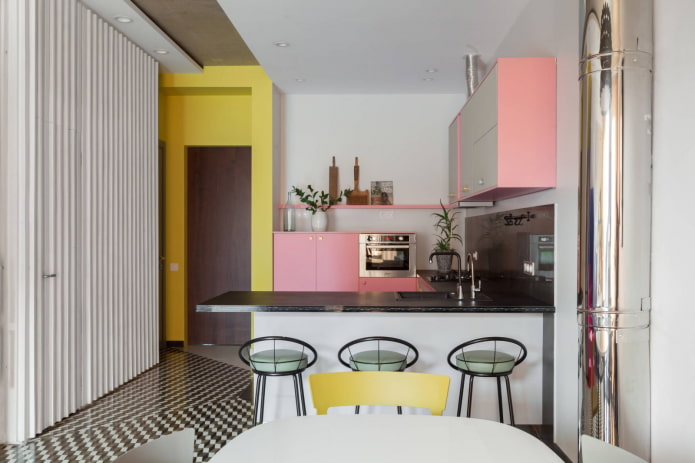 cuisine rose avec jaune