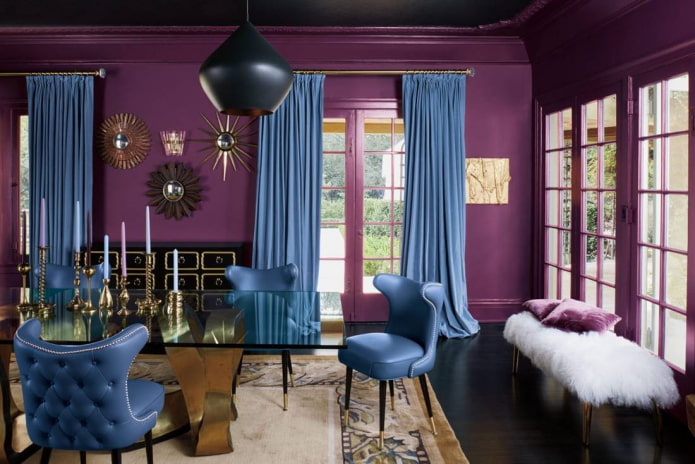 combinaison bleu et violet