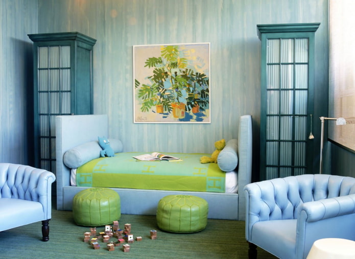 chambre d'enfant bleue