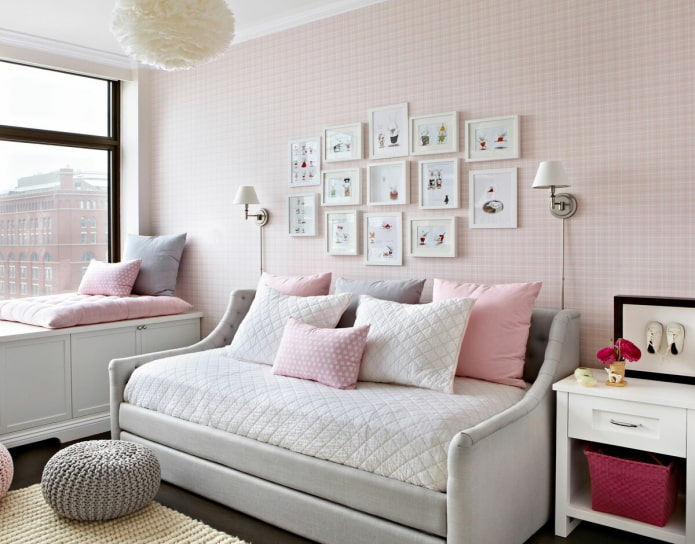 Chambre de bébé grise et rose