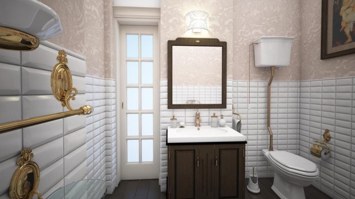 Carrelage et papier peint intissé dans la salle de bain
