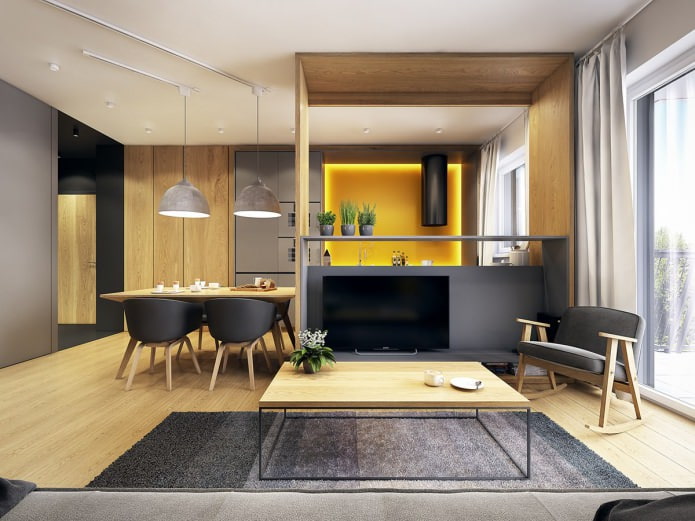 Aménagement d'une cuisine-salon dans un appartement