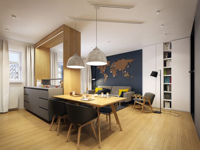 Aménagement d'une cuisine-salon dans un appartement