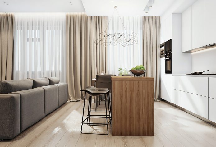 Intérieur d'une cuisine-salon de style moderne
