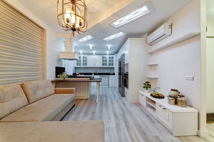 Zonage visuel de la cuisine-chambre