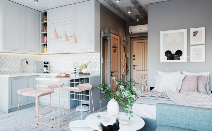 conception d'intérieur de cuisine-chambre