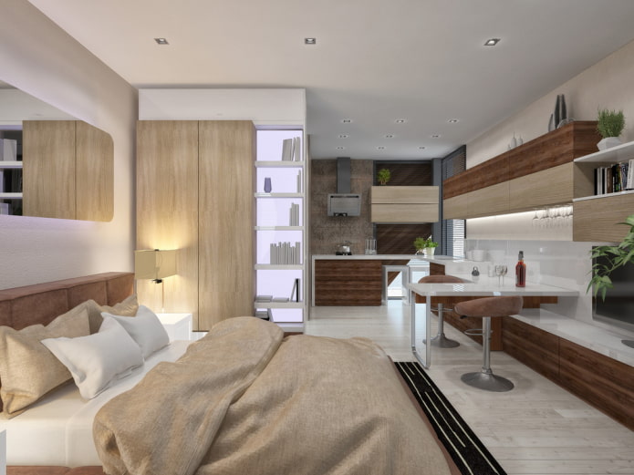 Aménagement intérieur cuisine-chambre