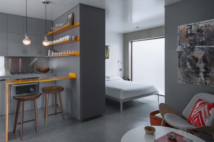 Aménagement intérieur cuisine-chambre
