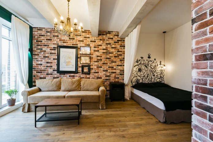 zonage avec finition à l'intérieur de la chambre-salon